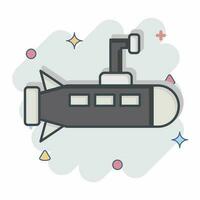Symbol U-Boot. verbunden zu Militär- Symbol. Comic Stil. einfach Design editierbar. einfach Illustration vektor