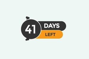 41 Tage links Countdown Vorlage,41 Tag Countdown links Banner Etikette Taste eps 41 vektor