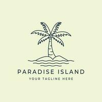 Paradies Insel Logo Linie Kunst Vektor Illustration Vorlage Design