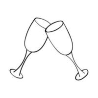 hand dragen champagne glas illustration. vin dryck ClipArt i klotter stil. enda element för design vektor