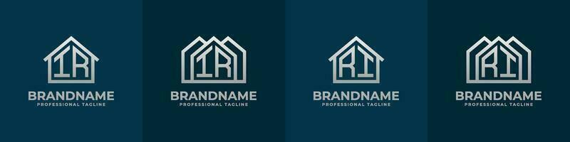 Brief ir und ri Zuhause Logo Satz. geeignet zum irgendein Geschäft verbunden zu Haus, echt Anwesen, Konstruktion, Innere mit ir oder ri Initialen. vektor
