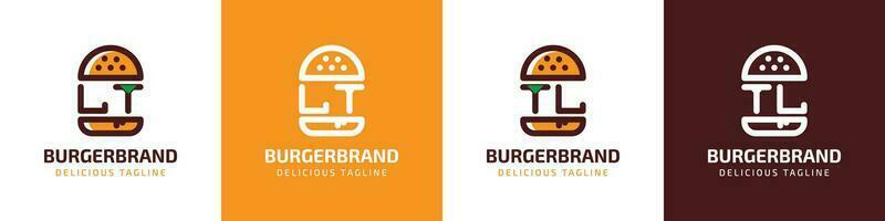brev lt och tl burger logotyp, lämplig för några företag relaterad till burger med lt eller tl initialer. vektor