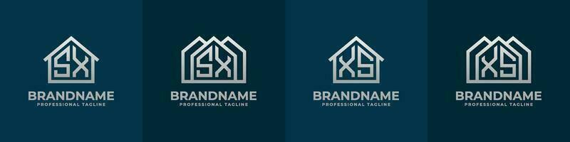 Brief sx und xs Zuhause Logo Satz. geeignet zum irgendein Geschäft verbunden zu Haus, echt Anwesen, Konstruktion, Innere mit sx oder xs Initialen. vektor