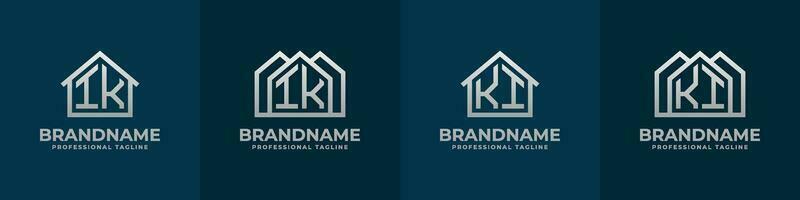 Brief ich k und ki Zuhause Logo Satz. geeignet zum irgendein Geschäft verbunden zu Haus, echt Anwesen, Konstruktion, Innere mit ich k oder ki Initialen. vektor