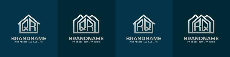 Brief qr und rq Zuhause Logo Satz. geeignet zum irgendein Geschäft verbunden zu Haus, echt Anwesen, Konstruktion, Innere mit qr oder rq Initialen. vektor