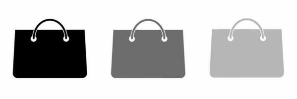 Einkaufen Tasche Symbol schwarz Weiß Illustration Sammlung. vektor