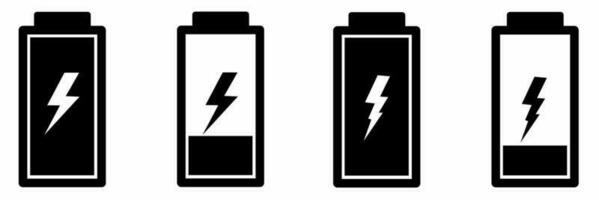 batteri ikon svart vit illustration samling. vektor
