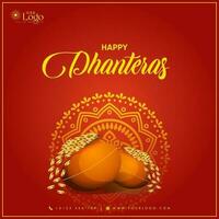 glücklich Dhanteras dekorativ Festival wünsche Karte vektor