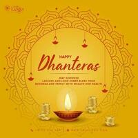 glücklich Dhanteras dekorativ Festival wünsche Karte vektor