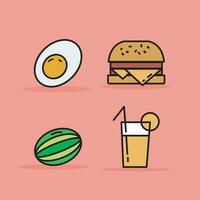 4 mat-ikon illustration-set för sommar vektor