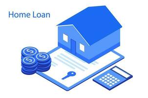 Hem lån, refinansiera, verklig egendom och fast egendom inteckning begrepp. vektor