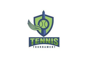 Tennis Turnier und Washington Monument Logo Design Vektor Vorlage