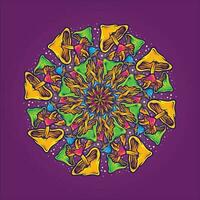 aufwendig Pilz Mandala mit heilig Geometrie Vektor Abbildungen zum Ihre Arbeit Logo, Fan-Shop T-Shirt, Aufkleber und Etikette Entwürfe, Poster, Gruß Karten Werbung Geschäft Unternehmen