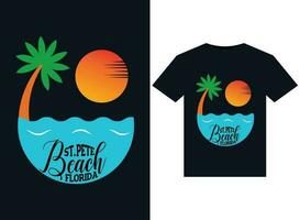 st. pete Strand Florida Abbildungen zum druckfertig T-Shirts Design vektor