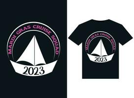 Karneval gras Kreuzfahrt Kader 2023 Abbildungen zum druckfertig T-Shirts Design vektor