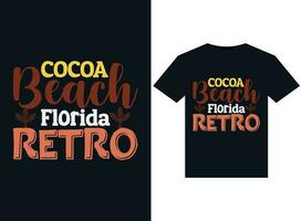 Kakao Strand Florida retro Abbildungen zum druckfertig T-Shirts Design vektor