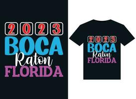 2023 Boca Raton Florida Abbildungen zum druckfertig T-Shirts Design vektor