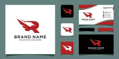 första r brev Örn logotyp ikon med kreativ Örn huvud vektor och företag kort premie vektor