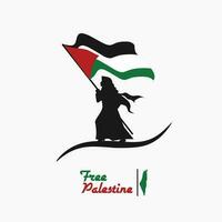 Illustration Vektor von Frau halt Palästina Flagge zum Freiheit Kampagne, perfekt zum drucken usw