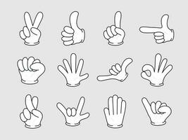 illustration uppsättning av en hand symbol använder sig av handskar i tecknad serie stil vektor