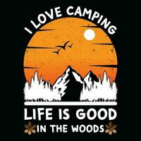 vektor jag kärlek camping liv är Bra i de trän Citat camping t skjorta design mall