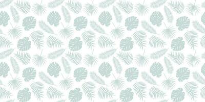 Pastell- Grün tropisch Blätter Vektor Hintergrund, verstreut Blätter nahtlos Hintergrund, wiederholen Muster Fliese