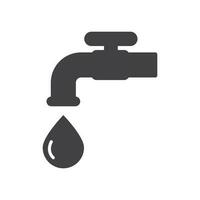 Wasserhahn und Wasser Tröpfchen Symbol isoliert eben Design Vektor Illustration.