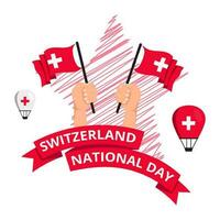 schweiz 1:a av augusti nationell dag. baner bakgrund element design, swiss vektor