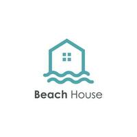 strand hus logotyp med modern enkel stil vektor