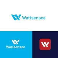 w ikon återlämnats wattsense logotyp design mall vektor