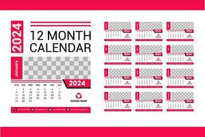 2024 Kalender Vorlage Design vektor