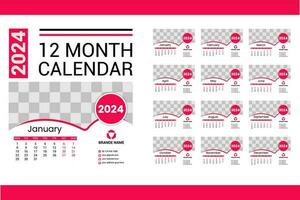 2024 Kalender Vorlage Design vektor