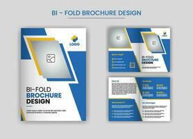 korporativ Geschäft zweifach gefaltet Broschüre Vorlage, Layout mit einzigartig und Fachmann Gestaltung, mit Blau Farbe Formen Profi Vektor. vektor