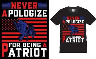 September 9.11 Patriot Tag T-Shirt Design Vektor mit drucken template.never entschuldigen zum Sein ein Patriot