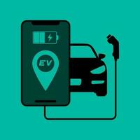 elektrisch Auto Laden Bahnhof Punkt Anwendung auf Mobil, elektrisch Fahrzeug aufladen, Vektor Illustration.