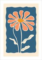blommig kort med hand dragen daisy blomma. vektor illustration.