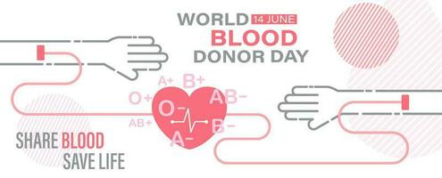affisch kampanj av värld blod givare dag med begrepp av delning blod för spara liv i platt stil och baner vektor design.