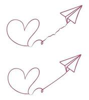 2 Liebe Papier Flugzeug vektor