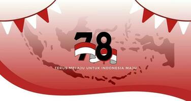 indonesiska 78: e oberoende dag baner, illustrerar de höjning av de röd och vit flagga. Karta illustration baner vektor