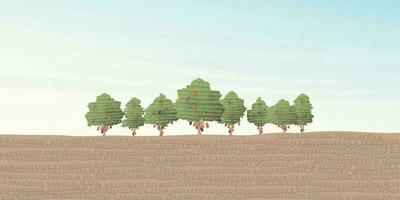 Kakao Baum Landschaft Vektor Illustration mit leer Raum. Kakao Pflanze kindisch Stil eben Design Hintergrund.
