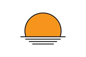 Sonnenuntergang oder Sonnenaufgang Symbol. Sonne, Strand. eben Linie Symbol Stil Design. einfach Vektor Design editierbar
