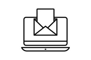 e-post marknadsföring ikon. dator bärbar dator med öppen brev kuvert. ikon relaterad till digital marknadsföring. linje ikon stil design. enkel vektor design redigerbar