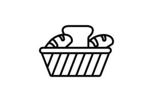 Brot Korb Symbol. Symbol verbunden zu Element von Bäckerei. Linie Symbol Stil Design. einfach Vektor Design editierbar