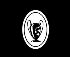 mästare liga Europa trofén logotyp vit symbol abstrakt design vektor illustration med svart bakgrund