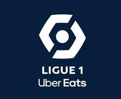 ligue 1 uber äter logotyp vit symbol abstrakt design vektor illustration med blå bakgrund