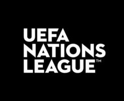 uefa Nationen Liga Logo Name Weiß Symbol abstrakt Design Vektor Illustration mit schwarz Hintergrund