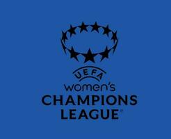 Frauen Meister Liga Logo offiziell schwarz Symbol abstrakt Design Vektor Illustration mit Blau Hintergrund