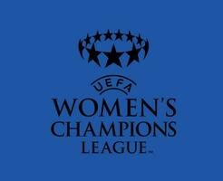kvinnor mästare liga officiell logotyp svart symbol abstrakt design vektor illustration med blå bakgrund