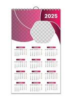 Mauer Kalender 2025, Mauer Kalender Design Vorlage zum 2025, minimalistisch, sauber, und elegant Design Kalender zum 2025, Wand Kalender Vorlage Design vektor