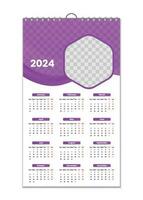 Mauer Kalender 2024, Mauer Kalender Design Vorlage zum 2024, minimalistisch, sauber, und elegant Design Kalender zum 2024, Wand Kalender Vorlage Design vektor